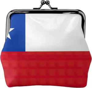 Flag of Chile small makeup bag for purse,kiss lock bank card storage bag retro compact multifunctional change bag