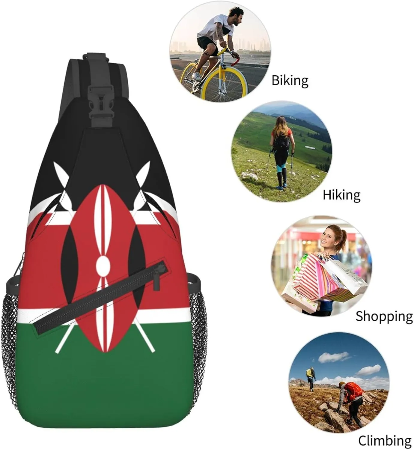Flag Of Kenya Print Lightweight Sling Small Shoulder Bag - Chic Cross Chest Bag With Adjustable Strap