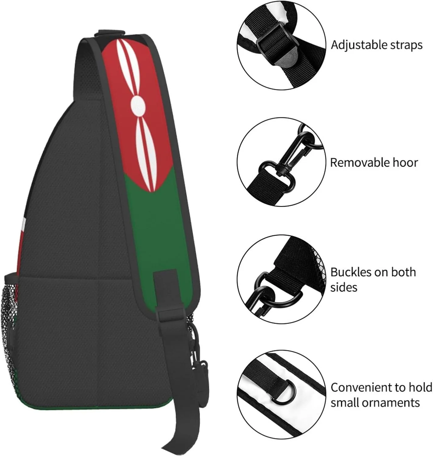 Flag Of Kenya Print Lightweight Sling Small Shoulder Bag - Chic Cross Chest Bag With Adjustable Strap