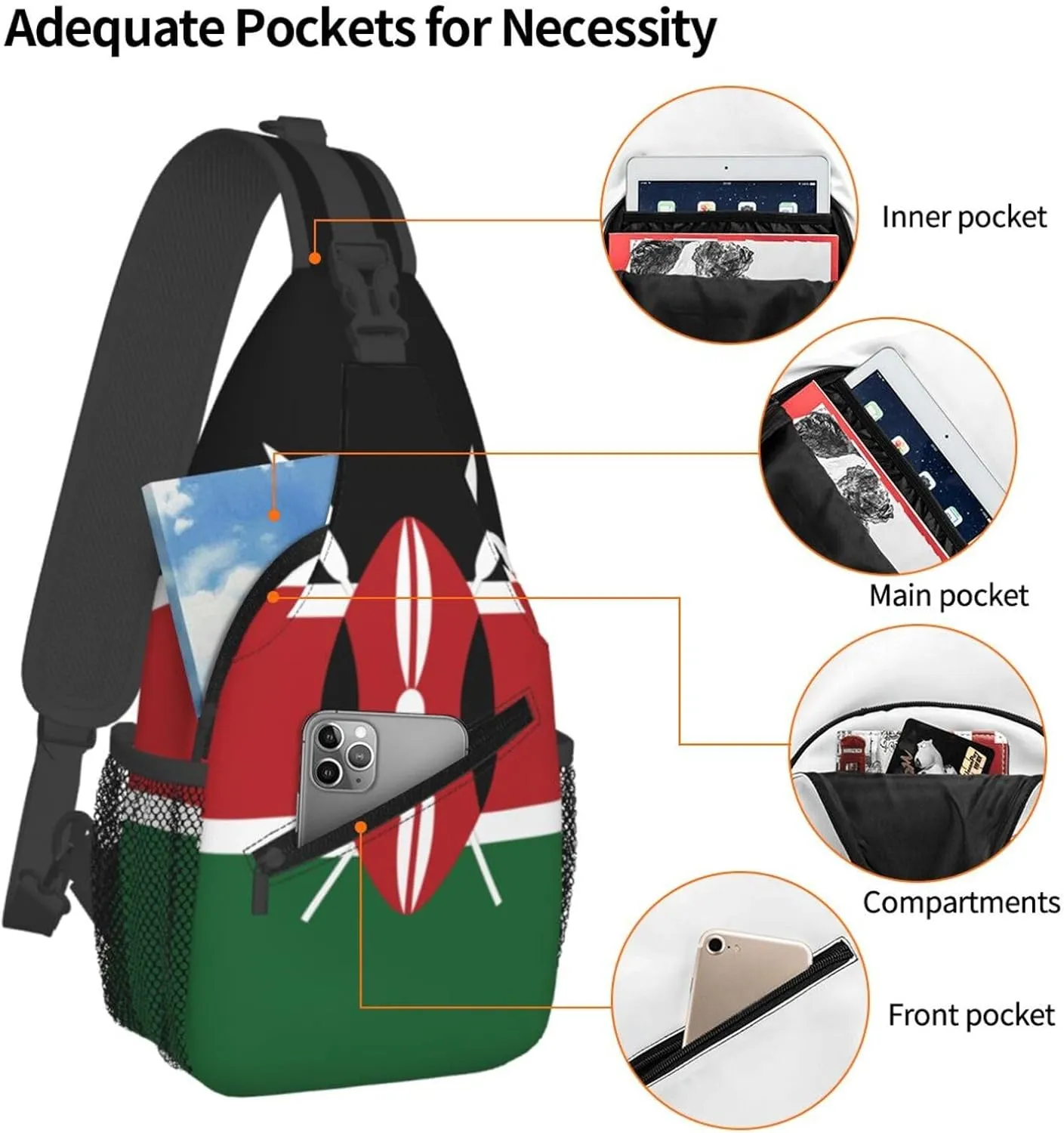 Flag Of Kenya Print Lightweight Sling Small Shoulder Bag - Chic Cross Chest Bag With Adjustable Strap