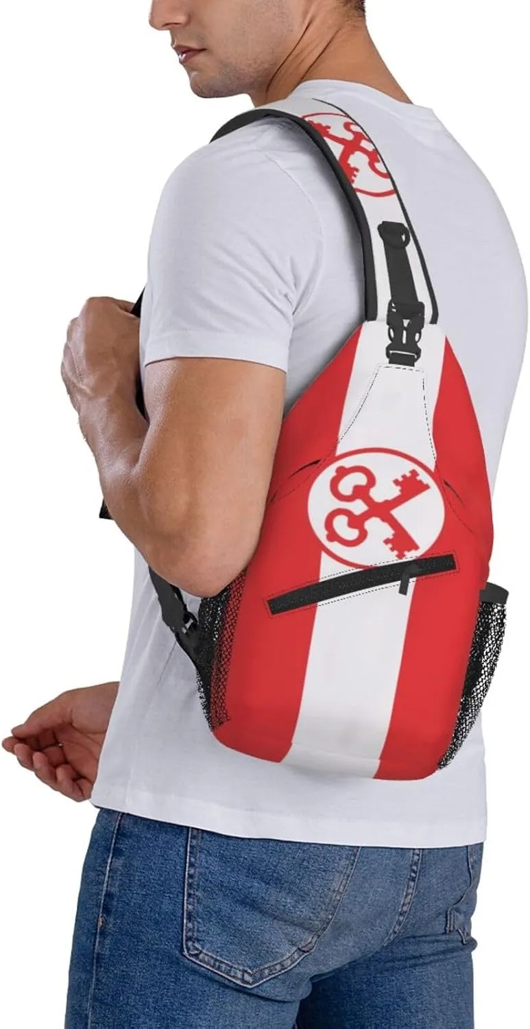 Flag Of Leiden Small Crossbody Backpack Sling Bag For Men Women Mini One Shoulder Chest Bags Gym Sport Travel Hiking Daypack