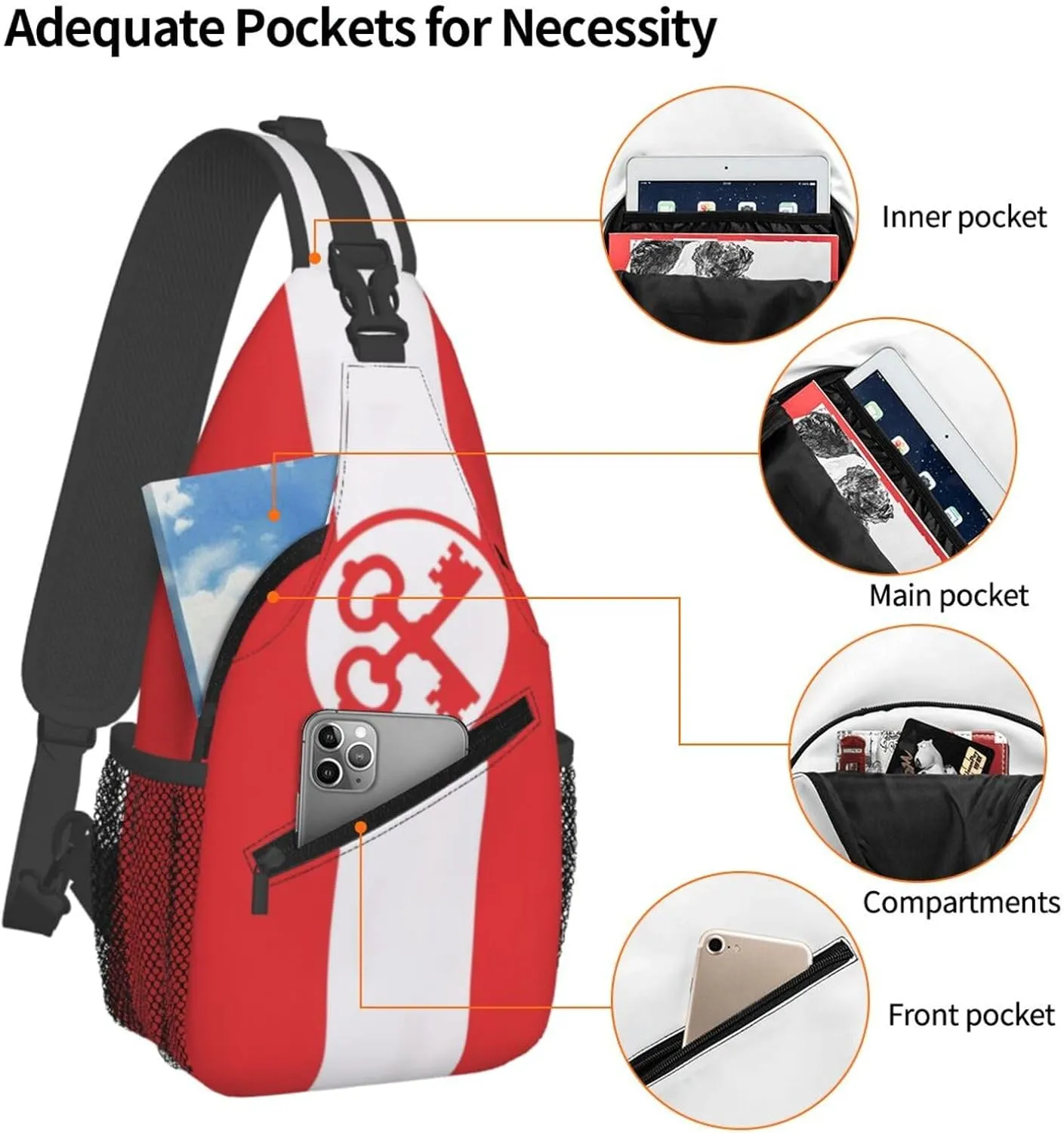 Flag Of Leiden Small Crossbody Backpack Sling Bag For Men Women Mini One Shoulder Chest Bags Gym Sport Travel Hiking Daypack