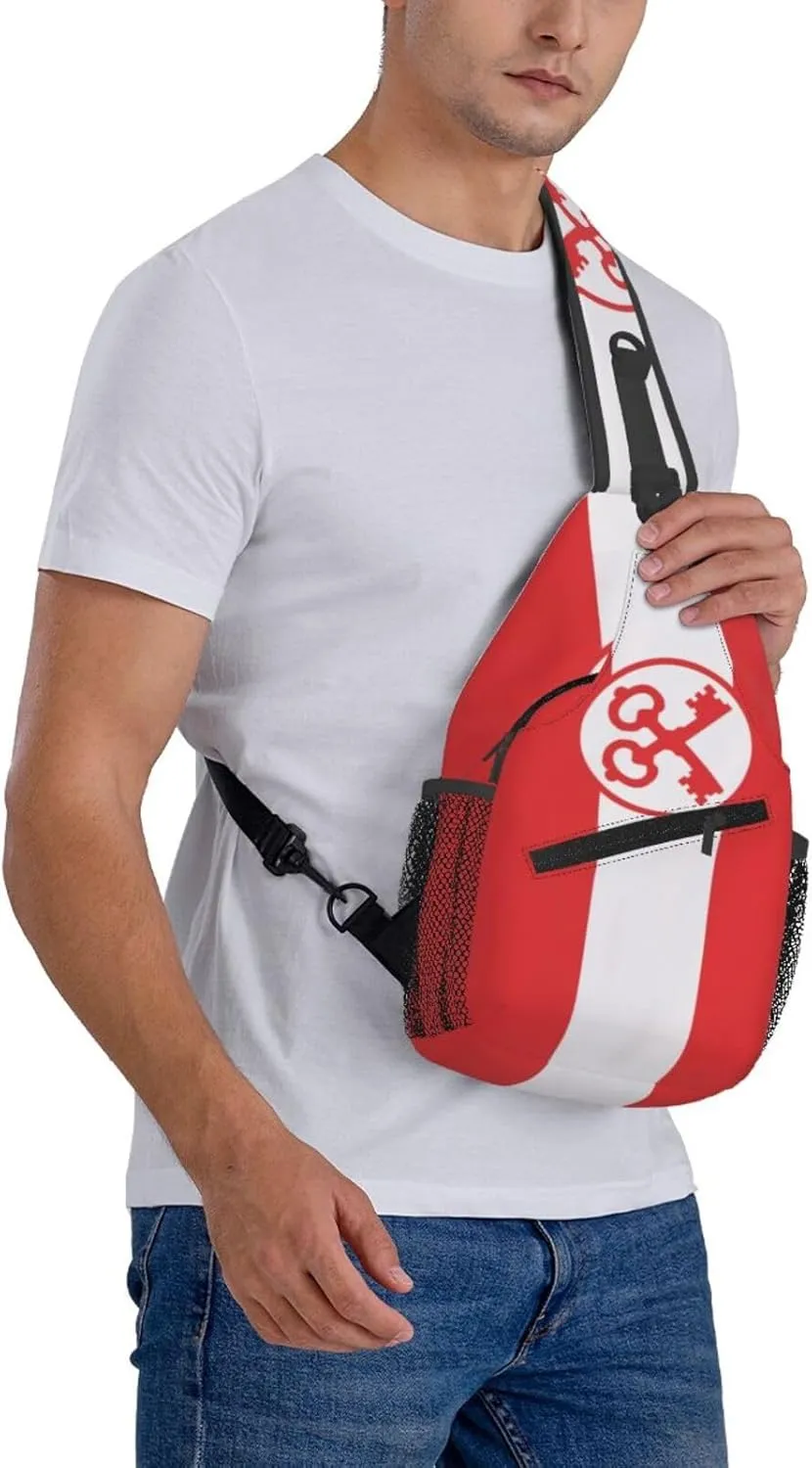 Flag Of Leiden Small Crossbody Backpack Sling Bag For Men Women Mini One Shoulder Chest Bags Gym Sport Travel Hiking Daypack