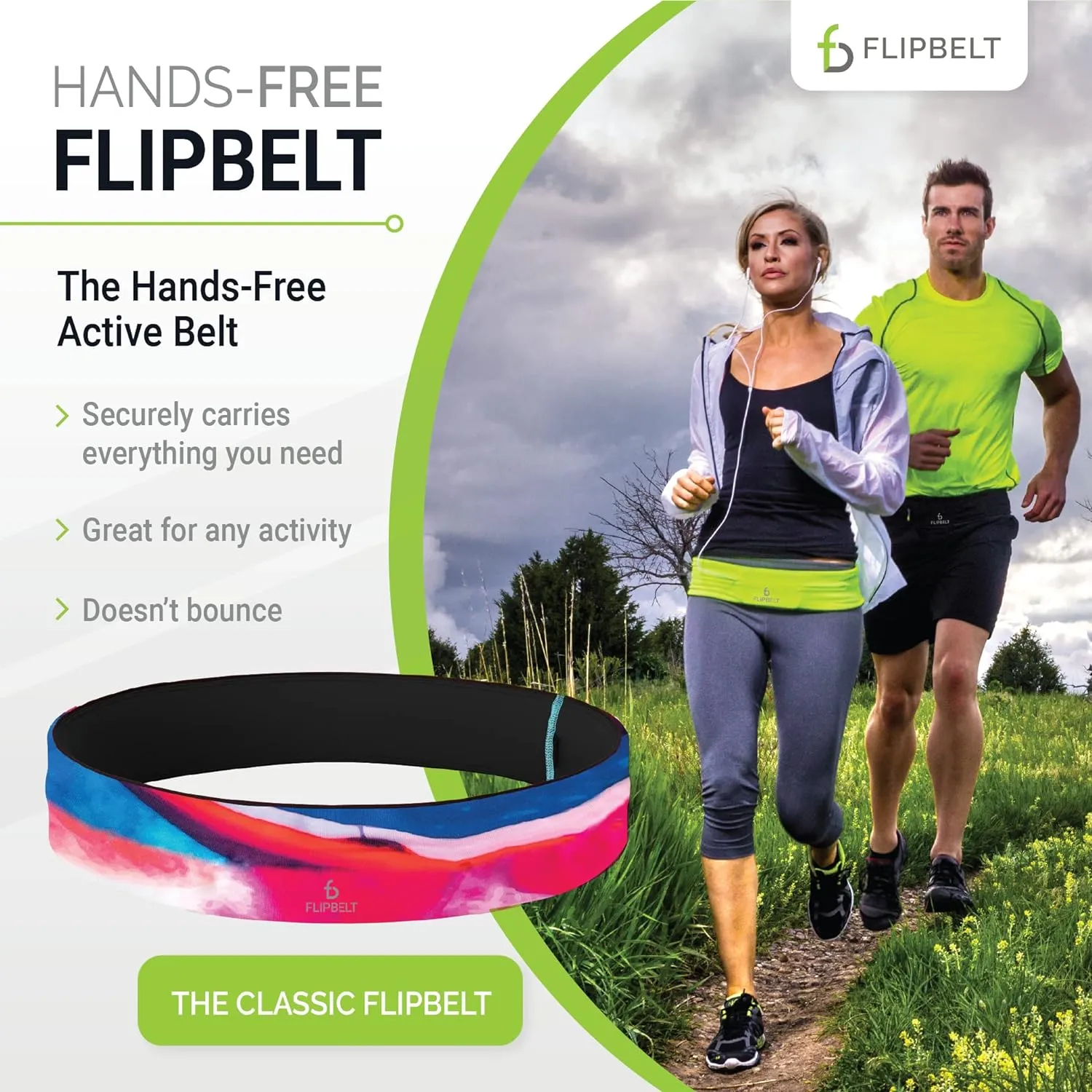 FlipBelt Classic Running Belt, Running Fanny Pack for Women and Men, USA Company