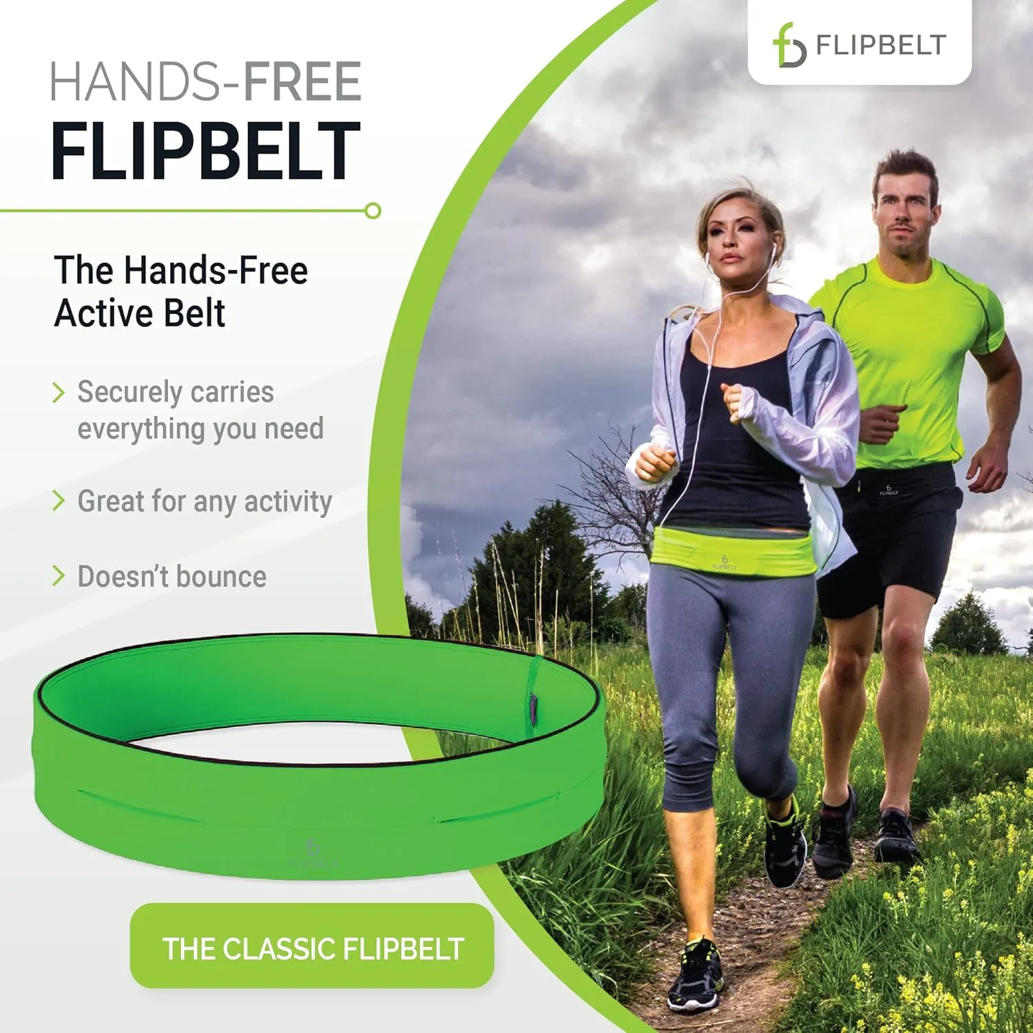 FlipBelt Classic Running Belt, Running Fanny Pack for Women and Men, USA Company
