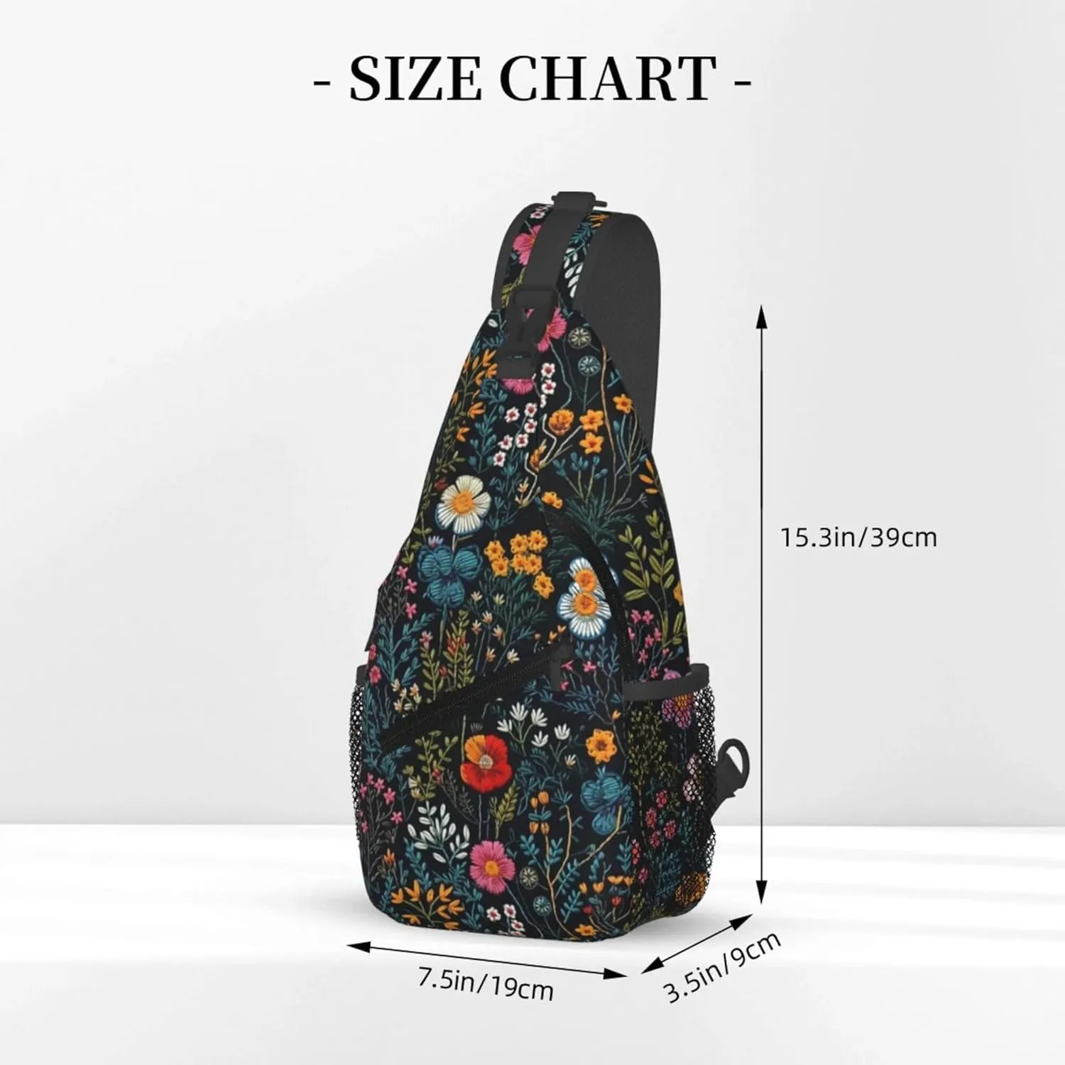 Floral Field Flowers Leaves Nature Sling Backpack Crossbody Bag, Chest Bag Daypack for Outdoors Hiking Traveling