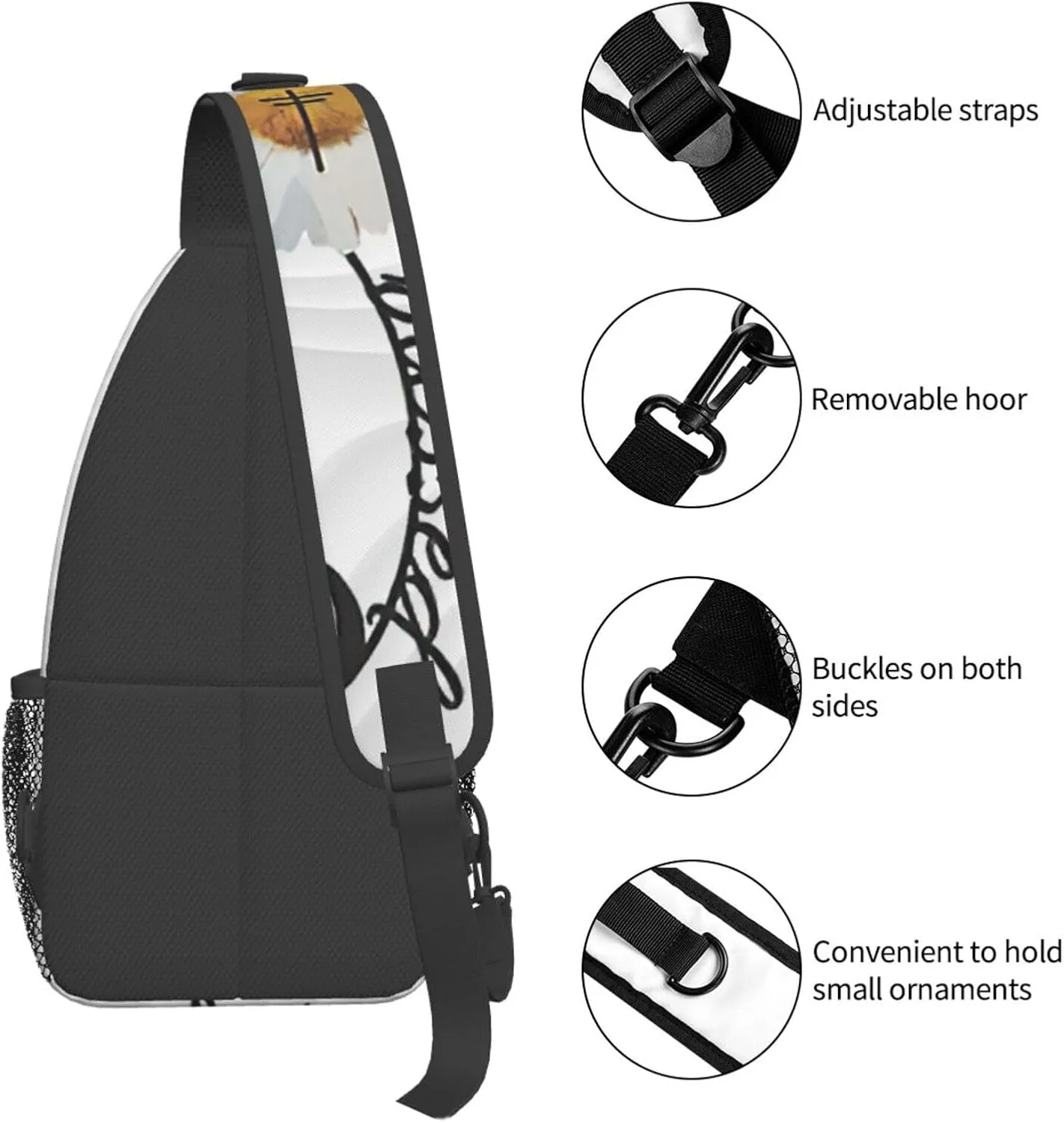 Flower Crossbody For Men Women Sling Chest Bag Shoulder Bag Lightweight One Strap Backpack Multipurpose Travel Hiking Daypack