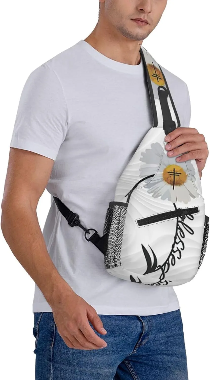 Flower Crossbody For Men Women Sling Chest Bag Shoulder Bag Lightweight One Strap Backpack Multipurpose Travel Hiking Daypack