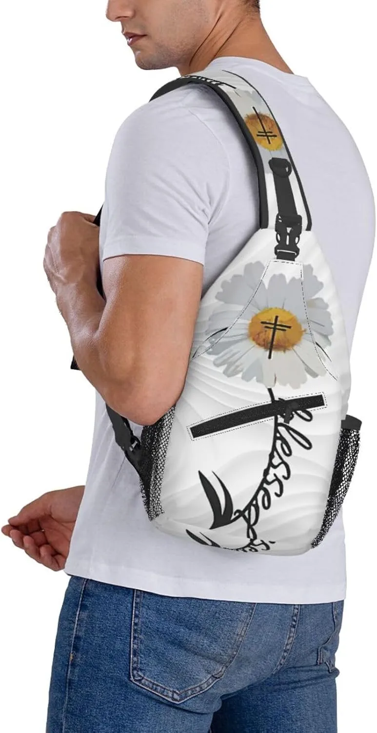 Flower Crossbody For Men Women Sling Chest Bag Shoulder Bag Lightweight One Strap Backpack Multipurpose Travel Hiking Daypack