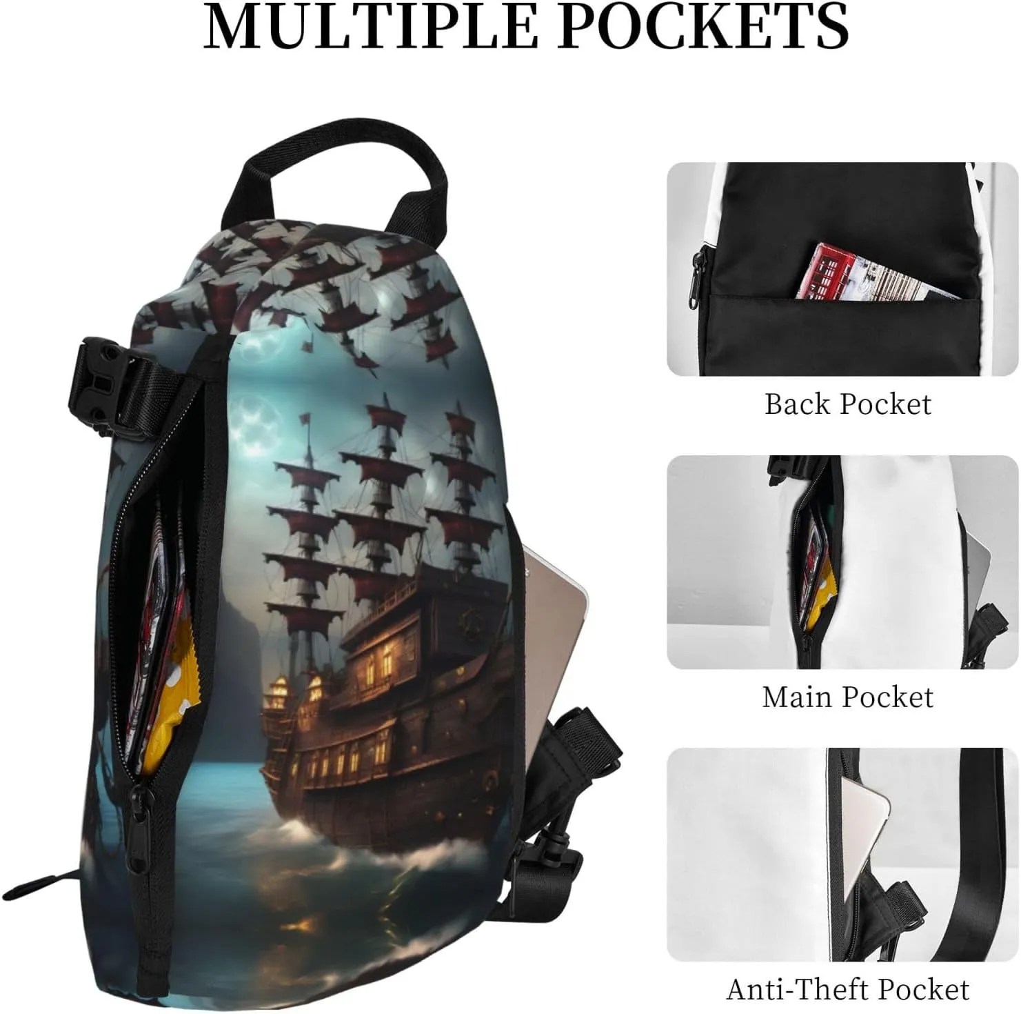 Flower Diamond Paintings Print Lightweight Adjustable Crossbody Backpack Daypack For Men,Women Sling Bag