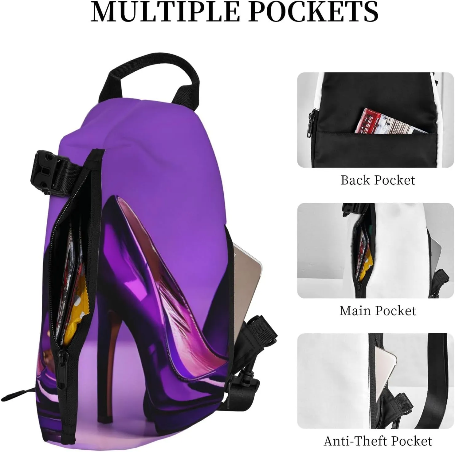 Flower Diamond Paintings Print Lightweight Adjustable Crossbody Backpack Daypack For Men,Women Sling Bag