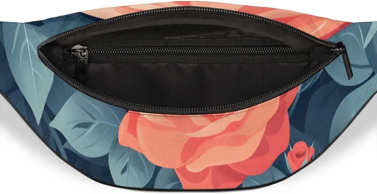 Flowers Roses Crossbody Fanny Pack Waist Bag with Adjustable Strap Hip Pack for Sports Festival Workout Traveling Running Casual