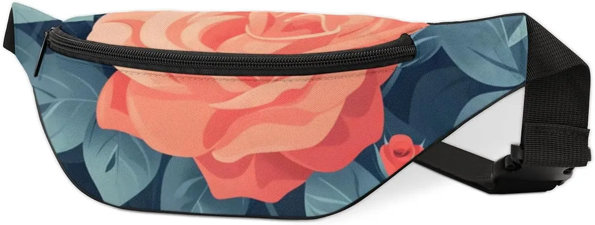 Flowers Roses Crossbody Fanny Pack Waist Bag with Adjustable Strap Hip Pack for Sports Festival Workout Traveling Running Casual