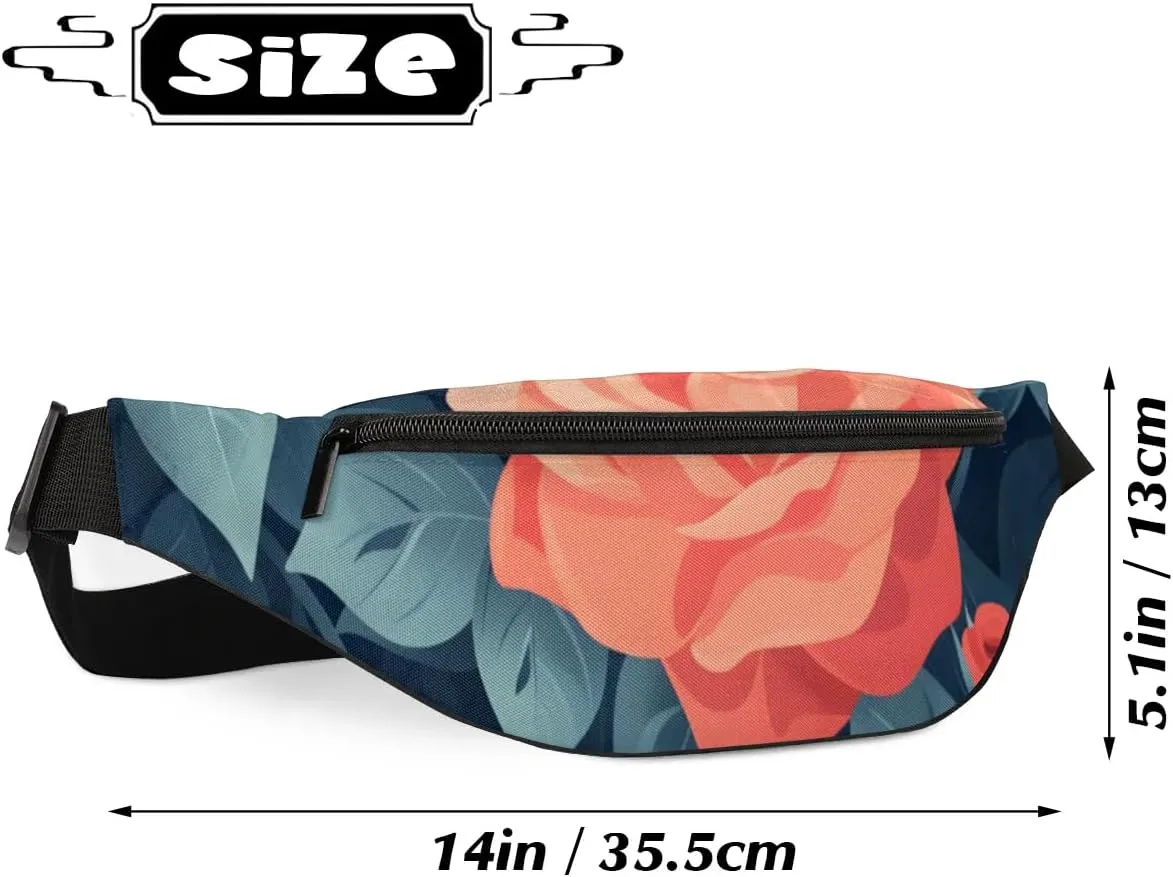 Flowers Roses Crossbody Fanny Pack Waist Bag with Adjustable Strap Hip Pack for Sports Festival Workout Traveling Running Casual