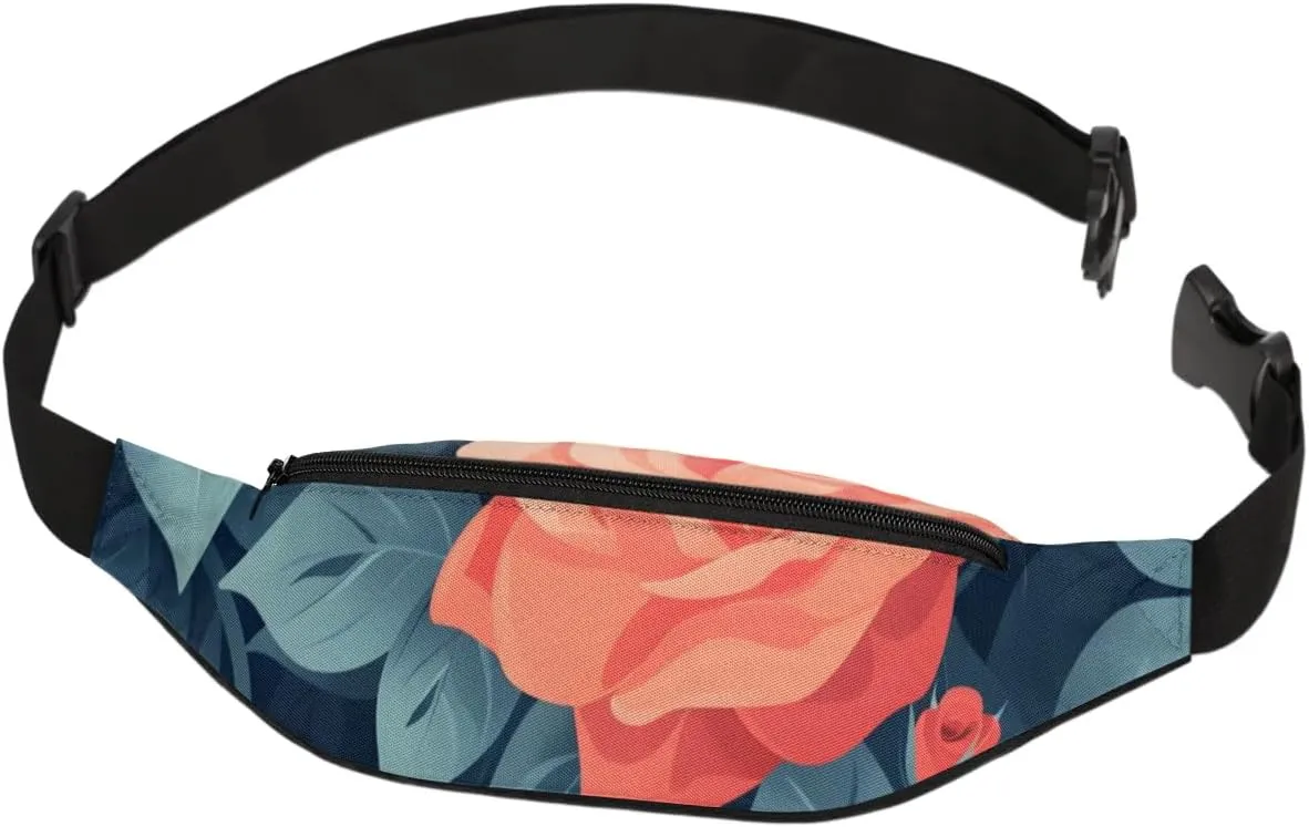 Flowers Roses Crossbody Fanny Pack Waist Bag with Adjustable Strap Hip Pack for Sports Festival Workout Traveling Running Casual