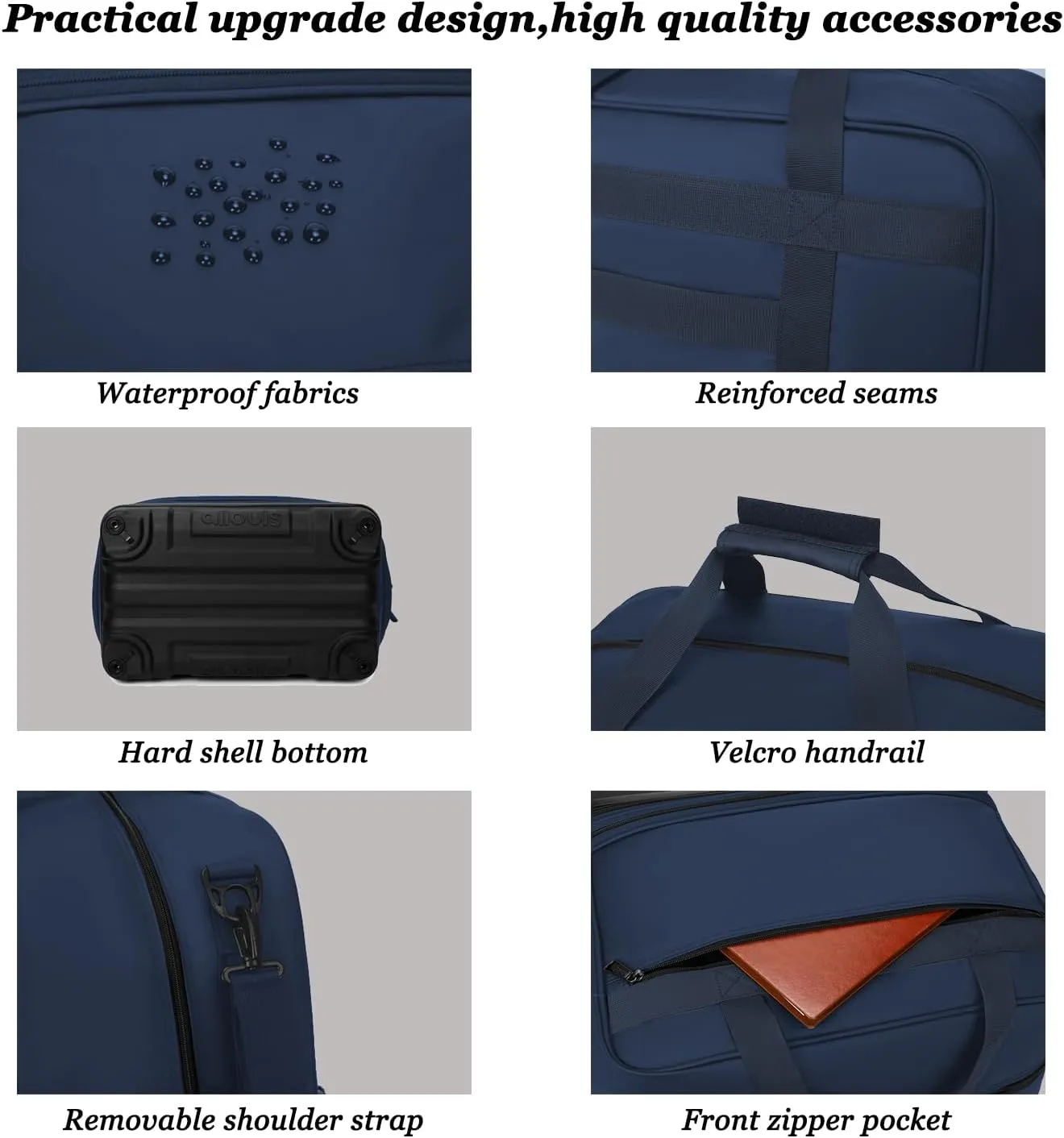 Foldable Suitcases with Wheels, Expandable uggage Rolling Travel Duffle Bag without Telescopic Handle,Collapsible LLarge Weekender Bag for Men Women (Blue)