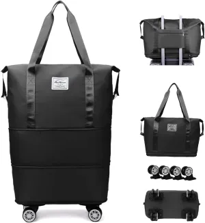 Foldable Travel Bag Expandable,Rolling Duffle Bags with Wheels,Weekender with Rolling Wheels