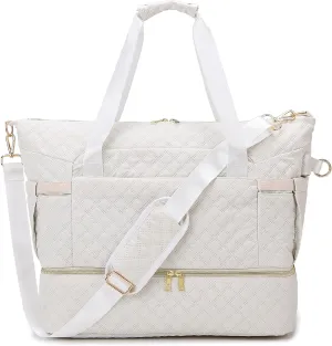 Foldie Travel Bag Expandable Weekender Bags for Women, Large Carry On Bag with USB Port, Overnight Bag with Shoes Compartment