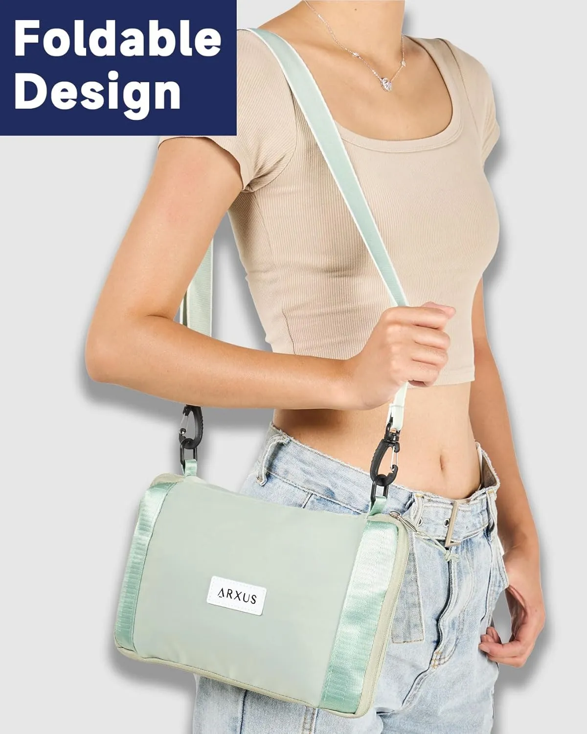Folding Travel Bag Carry on Bags for Airplanes with Detachable Adjustable Shoulder Strap Light Weight Travel Duffle Bag for Women with Suitcase Sleeve 17x11x9 inch