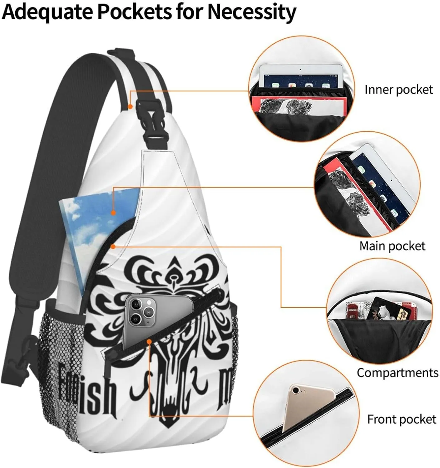 Foolish Mortal Crossbody Backpack Chest Shoulder Bag Lightweight One Strap Travel Hiking Daypack