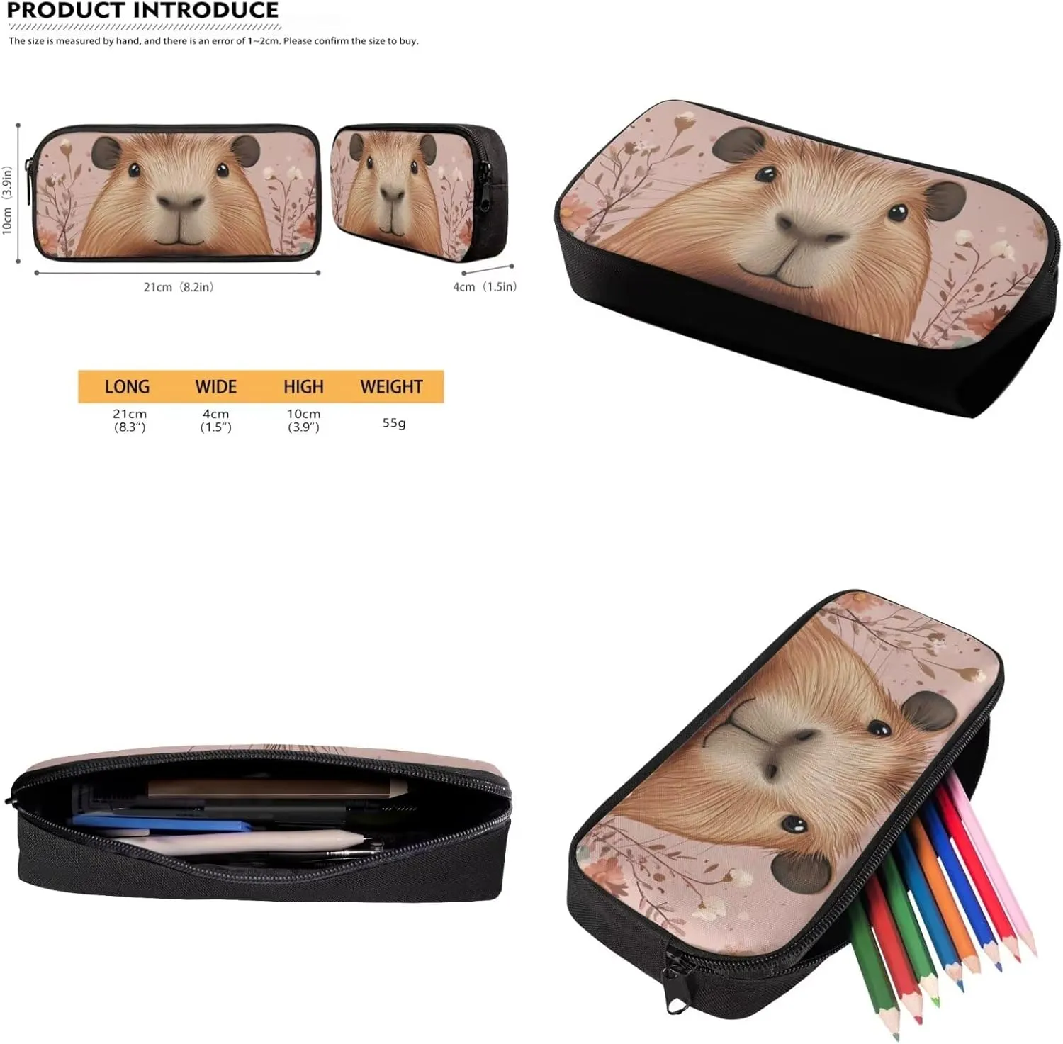 FOR U DESIGNS Capybara Backpacks for Girls 3 Piece Bookbag for Kindergarten Girls Cute 2nd Grade School Bag and Lunch Kit Kawaii 17 Inch Mochilas Para Niñas