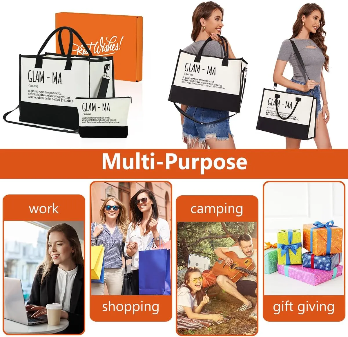 FORBIDDEN PAPER Mothers Day Grandma Mimi Yaya Retirement Dance Aunt Travel Book Witchy Gifts for Women Tote Bag & Makeup Bag