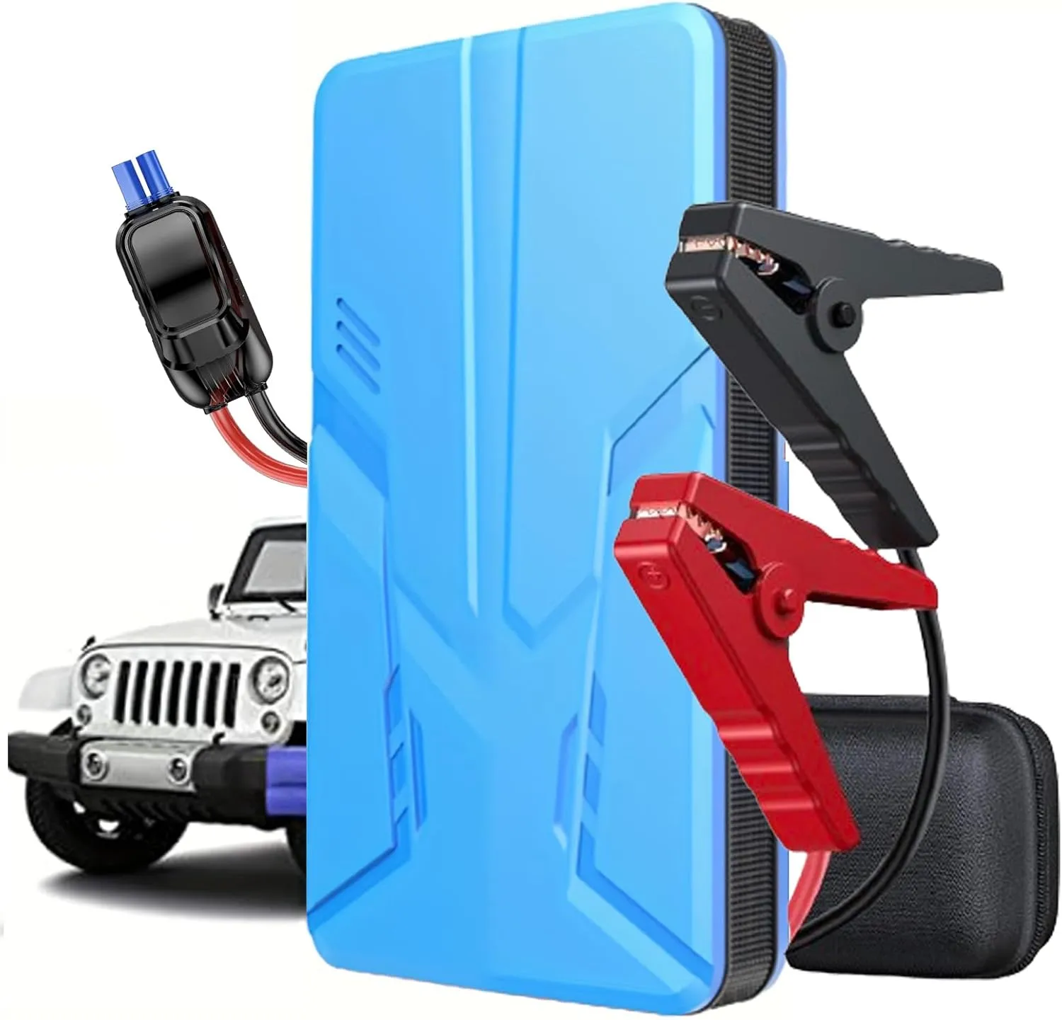 FOTON Car Jump Starter 30000mAh Power Bank Portable Battery Pack Starting Device Smart Clip Circuit Protection for Vehicle SUV 600Amp (7L Gasoline & 5.5L Diesel) 12v Emergency Auto Booster (Blue)