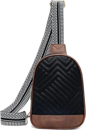 FOXLOVER Quilted Small Sling Bag for Women Leather Crossbody Bags Fanny Pack Chest Bag for Travel