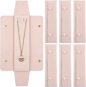 Framendino, 6 Pack Velvet Necklace Case Traval Jewelry Bag Organizer Pouch Holder Box for Women Storage Bridesmaid Wedding Christmas Pink