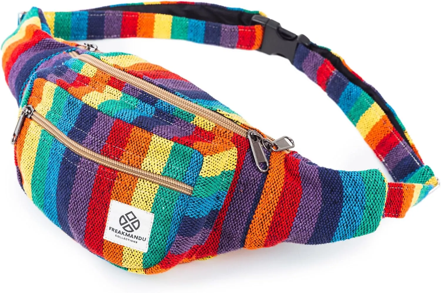 Freakmandu Eco-Friendly Boho Hippie Style Hemp Fanny Pack Hip Waist Bag for Hiking Running Jogging (Beatnik)