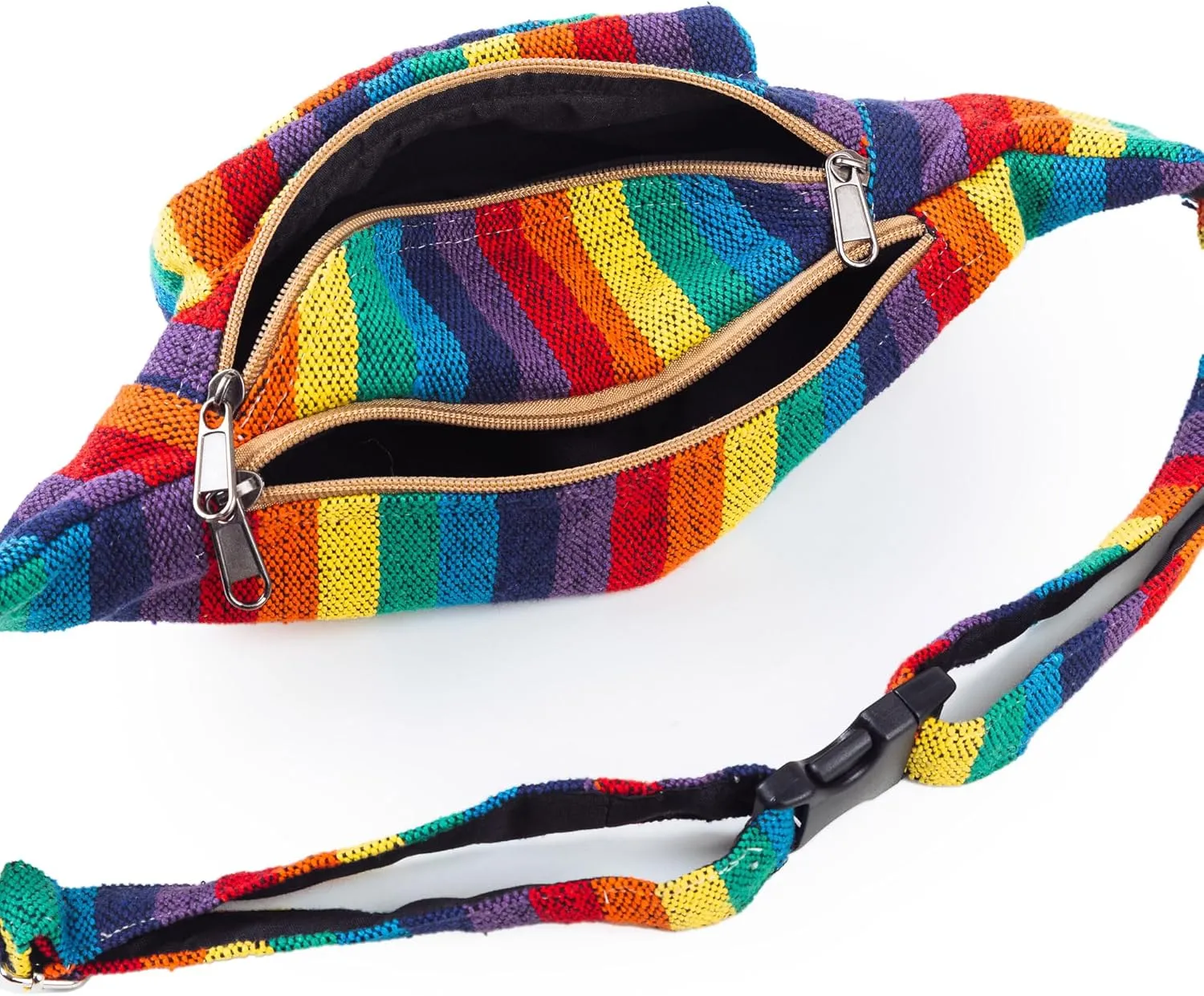 Freakmandu Eco-Friendly Boho Hippie Style Hemp Fanny Pack Hip Waist Bag for Hiking Running Jogging (Beatnik)
