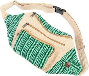 Freakmandu Eco-Friendly Boho Hippie Style Hemp Fanny Pack White Hip Waist Bag for Hiking Running Jogging