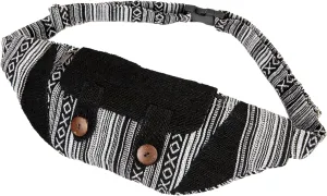Freakmandu Eco-Friendly Boho Hippie Style Large Hemp Fanny Pack White Hip Waist Bag for Hiking Running Jogging