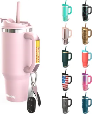 Frost Buddy Thicc Buddy - 40 oz Stainless Steel Vacuum Insulated Tumbler with Lid and Straw for Water - Travel Mug Cupholder Friendly - Gifts for Women Men Him Her (Ballet Slipper)