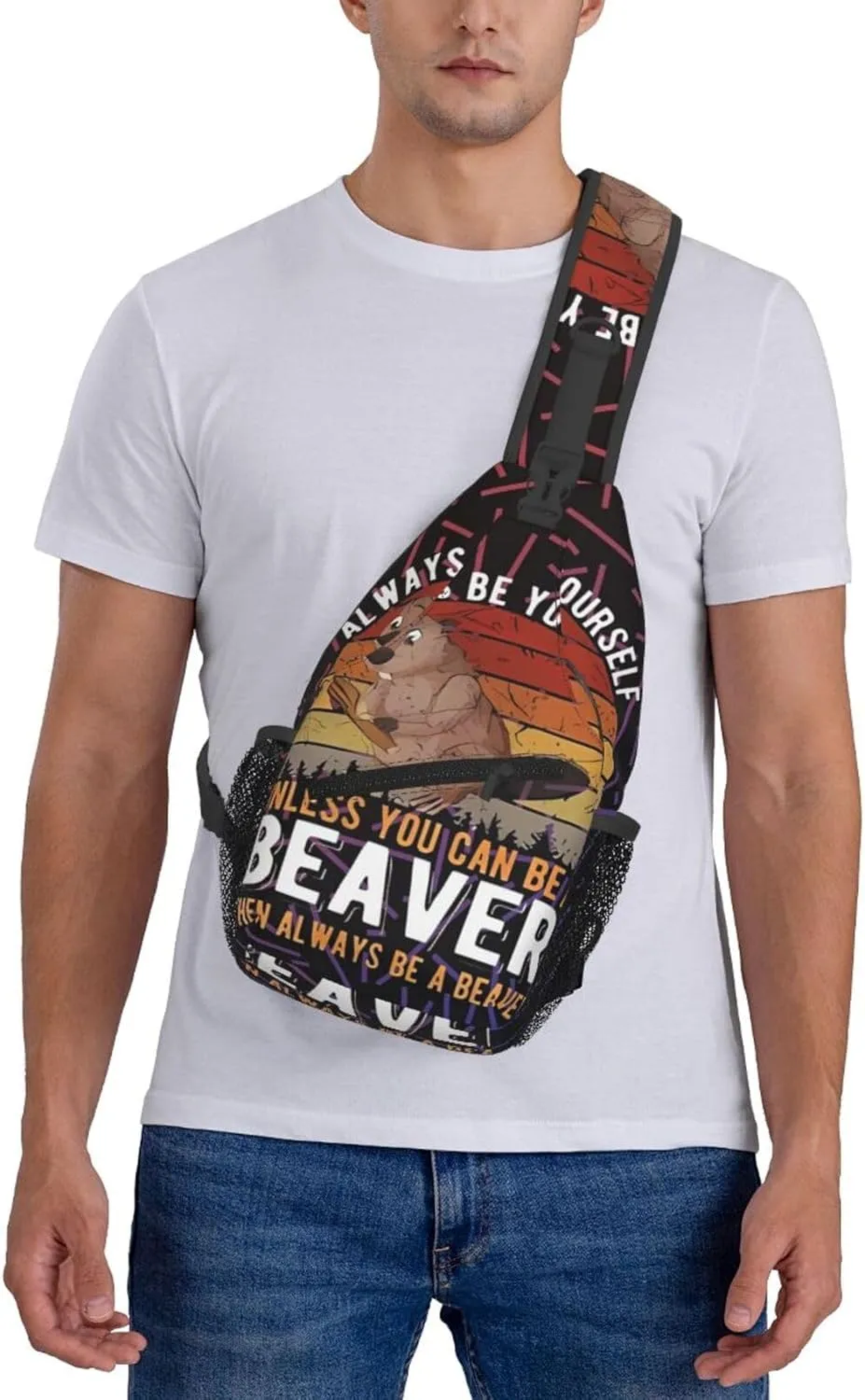Funny Beavers Always Be Yourself Unless You Can Be A Beavers Crossbody For Men Women Sling Chest Bag Shoulder Bag Lightweight One Strap Backpack Multipurpose Travel Hiking Daypack