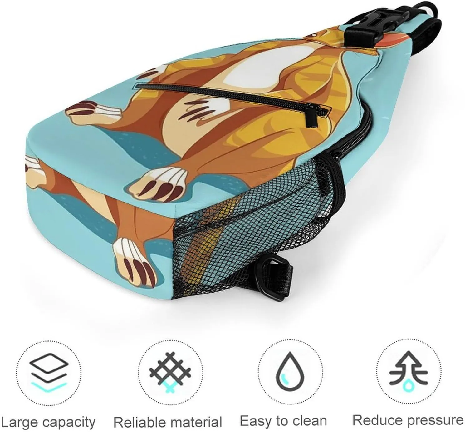 Funny Cartoon Kangaroo Zoo Sling Backpack Fashion Crossbody Sling Bag for Women Men Chest Bag for Travel Hiking, 38x20cm