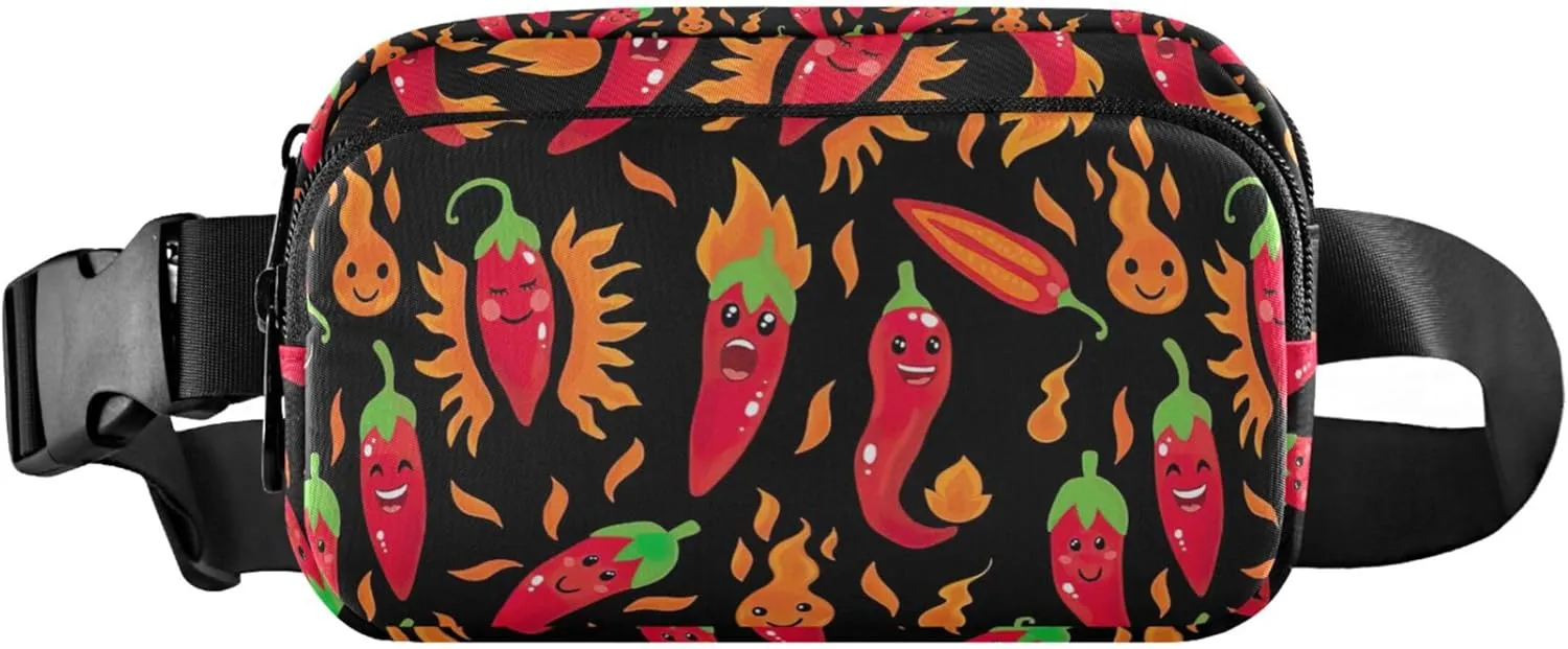 Funny Chili Peppers Fanny Pack for Women Designer Large Hip Belt Bag Waterproof Crossbody Waist Purse