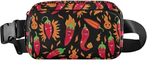 Funny Chili Peppers Fanny Pack for Women Designer Large Hip Belt Bag Waterproof Crossbody Waist Purse