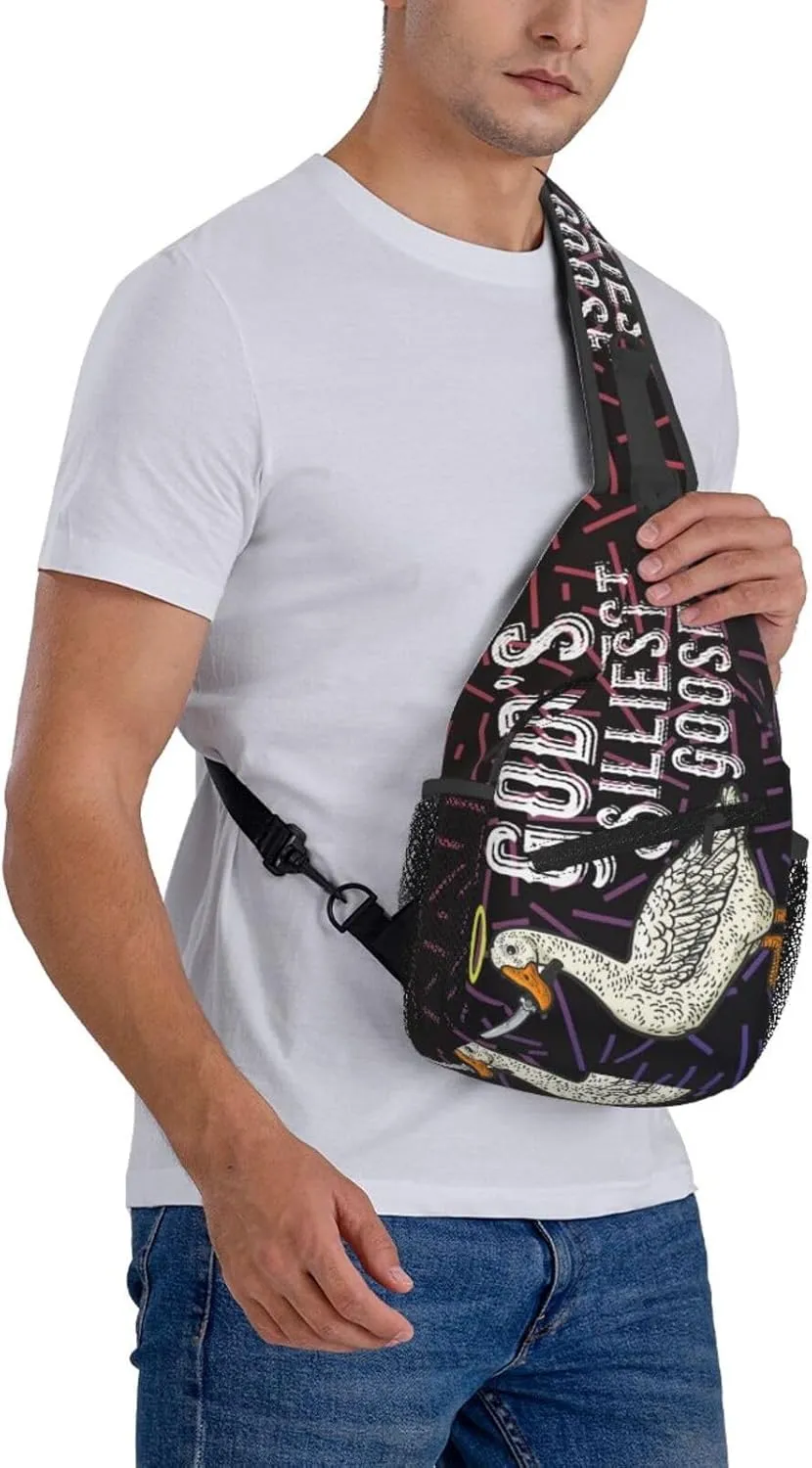 Funny Goose Crossbody For Men Women Sling Chest Bag Shoulder Bag Lightweight One Strap Backpack Multipurpose Travel Hiking Daypack
