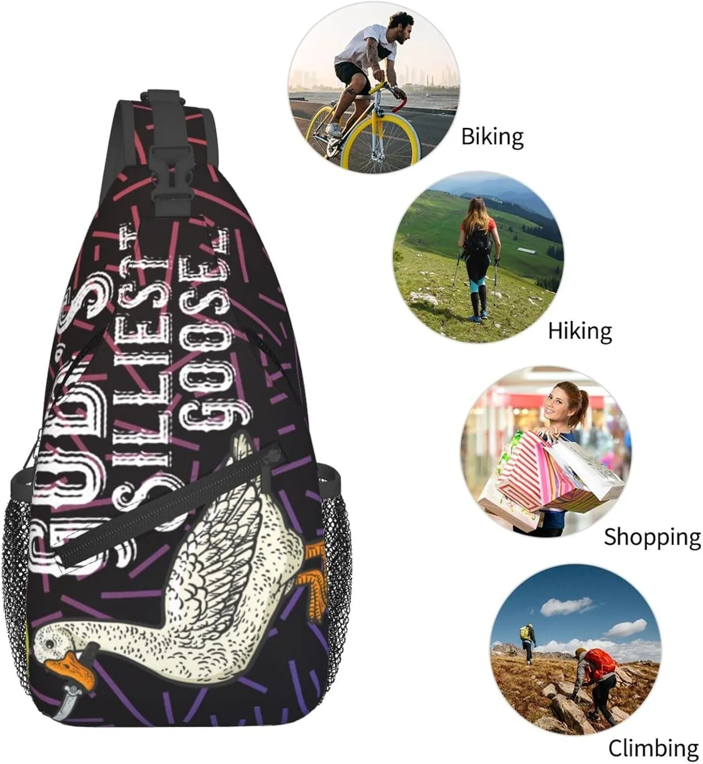 Funny Goose Crossbody For Men Women Sling Chest Bag Shoulder Bag Lightweight One Strap Backpack Multipurpose Travel Hiking Daypack