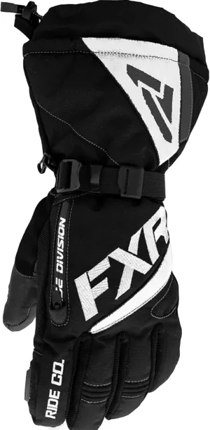 FXR Womens Fusion Snowmobile Gloves Nylon Thinsulate Waterproof Black/White - Large