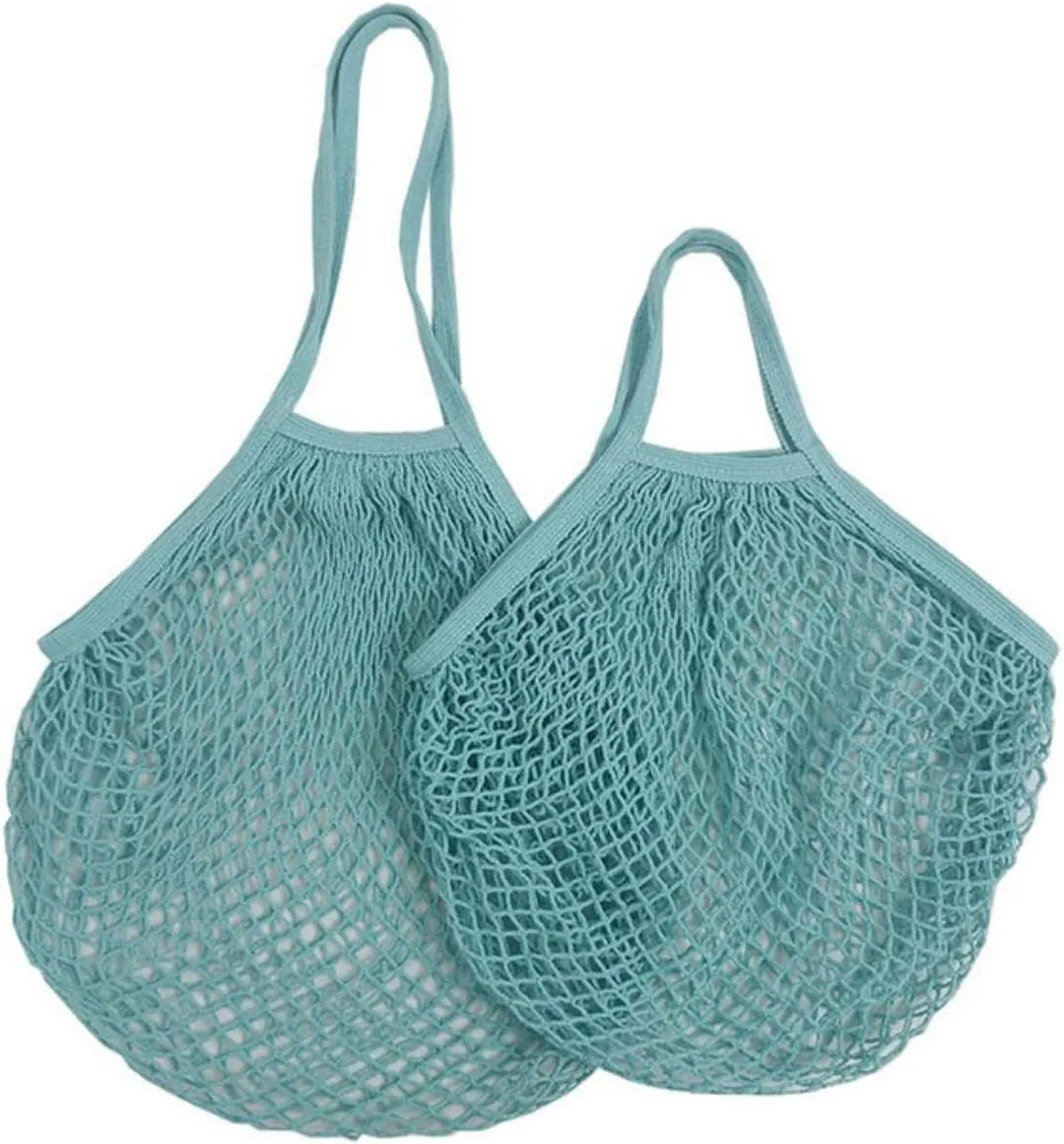 FZBNSRKO Cotton Shopping Bags,2 Pack Cotton Mesh Grocery Bags/Mesh Bags for Fruit&Vegetable Market Bags/mesh vegetable bags