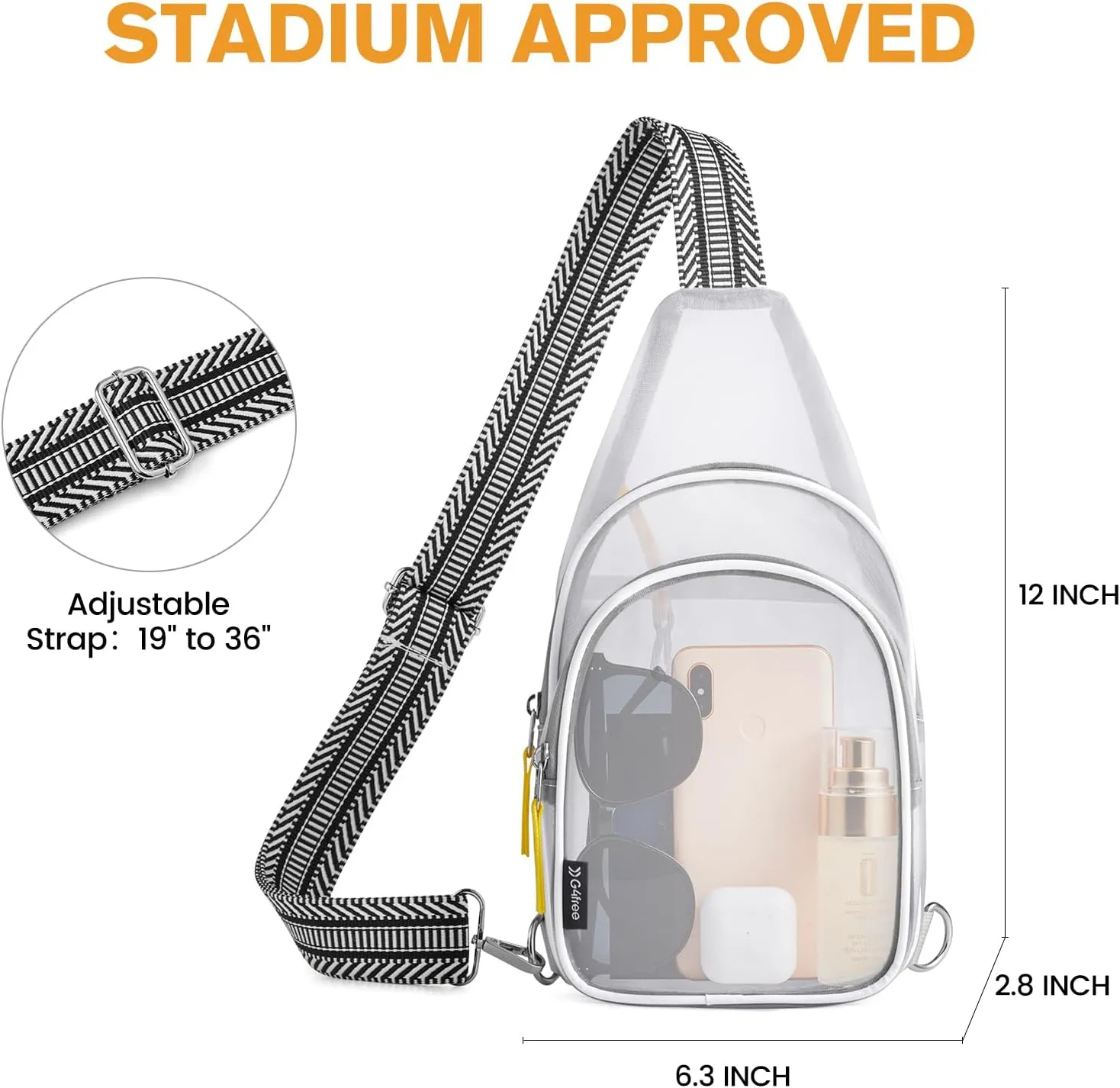 G4Free Clear Fanny pack, Mesh Sling bag Transparent Bag With Adjustable Strap Purse For Travel Festivals Sports Party