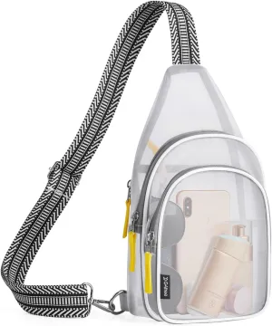 G4Free Clear Fanny pack, Mesh Sling bag Transparent Bag With Adjustable Strap Purse For Travel Festivals Sports Party