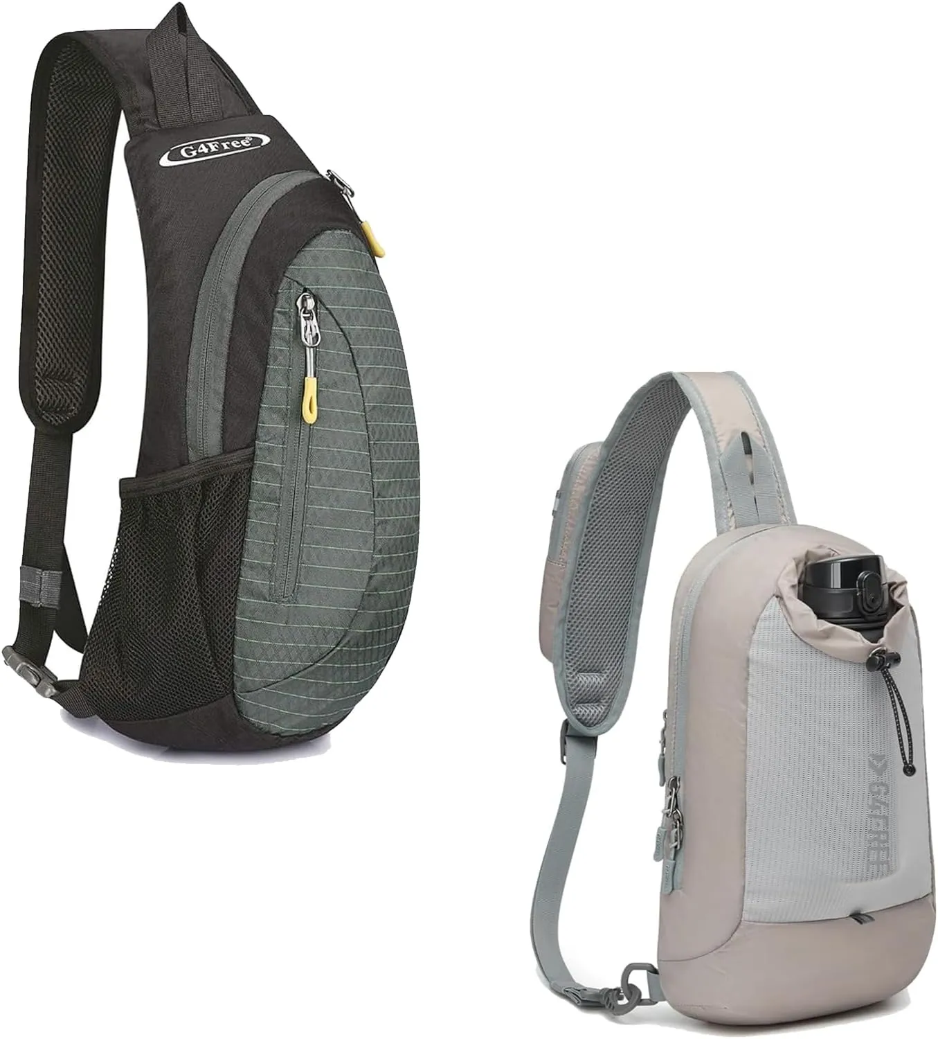 G4Free Sling Bags Men Women Shoulder Backpack Lightweight Crossbody Backpack for Travel Sports Running Hiking (Black Grey)