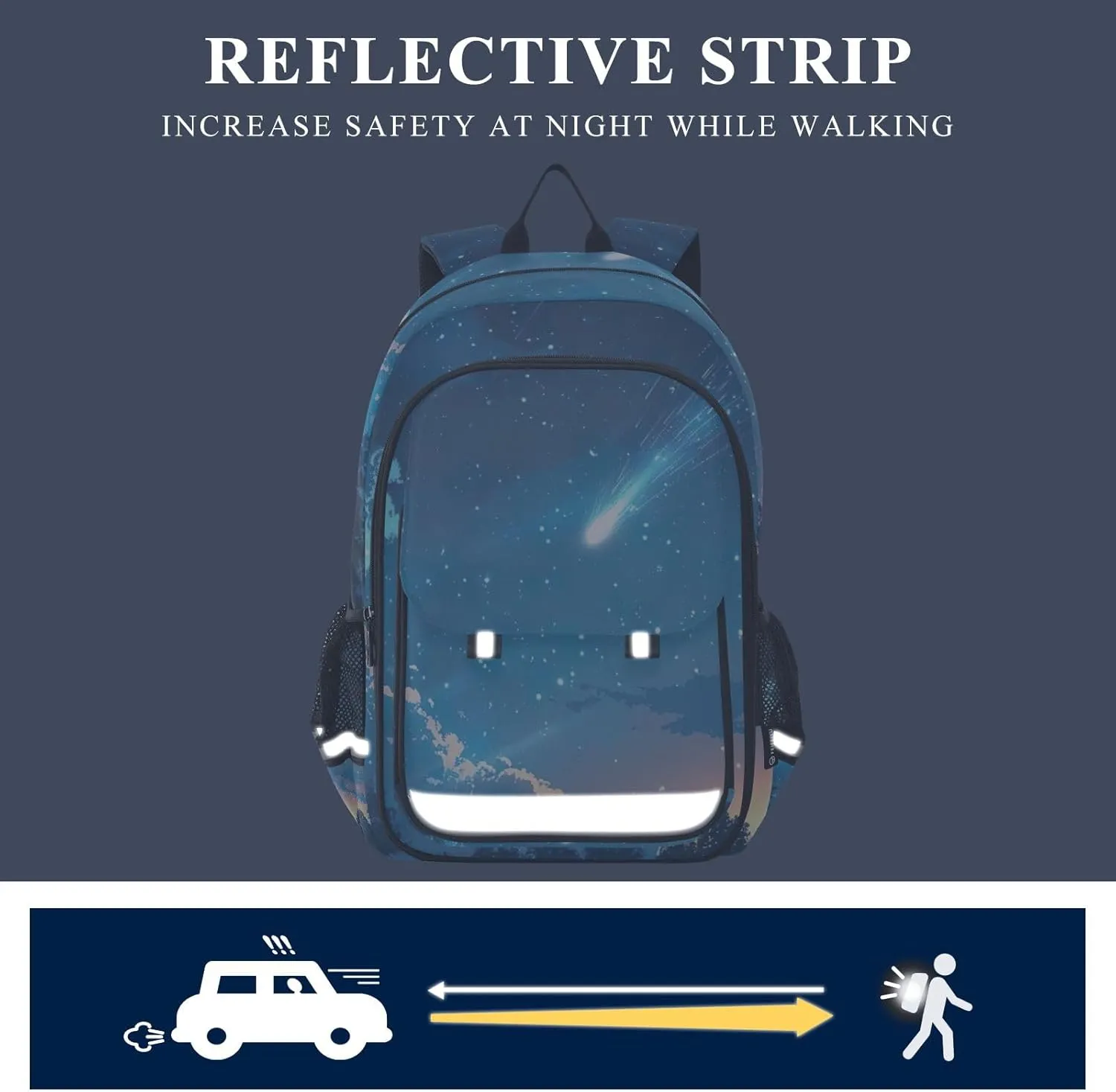 GAIGEO Blue Meteor Sky School Backpacks, Lightweight and Large Capacity School Bookbag, Kid Travel Backpack, Kids Backpack
