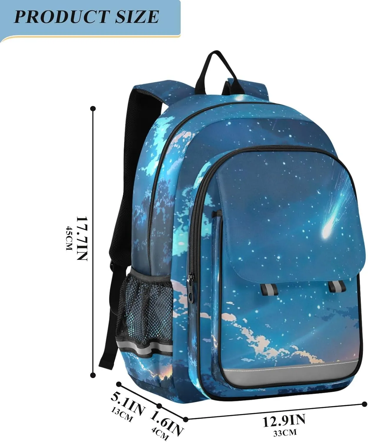 GAIGEO Blue Meteor Sky School Backpacks, Lightweight and Large Capacity School Bookbag, Kid Travel Backpack, Kids Backpack
