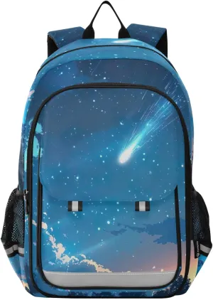 GAIGEO Blue Meteor Sky School Backpacks, Lightweight and Large Capacity School Bookbag, Kid Travel Backpack, Kids Backpack