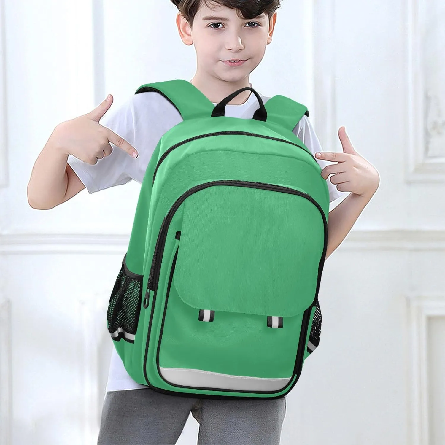 GAIGEO Medium Sea Green Kids Backpack, Book Bags for School, Large Capacity Backpack with Lots of Pockets, Girls Backpack