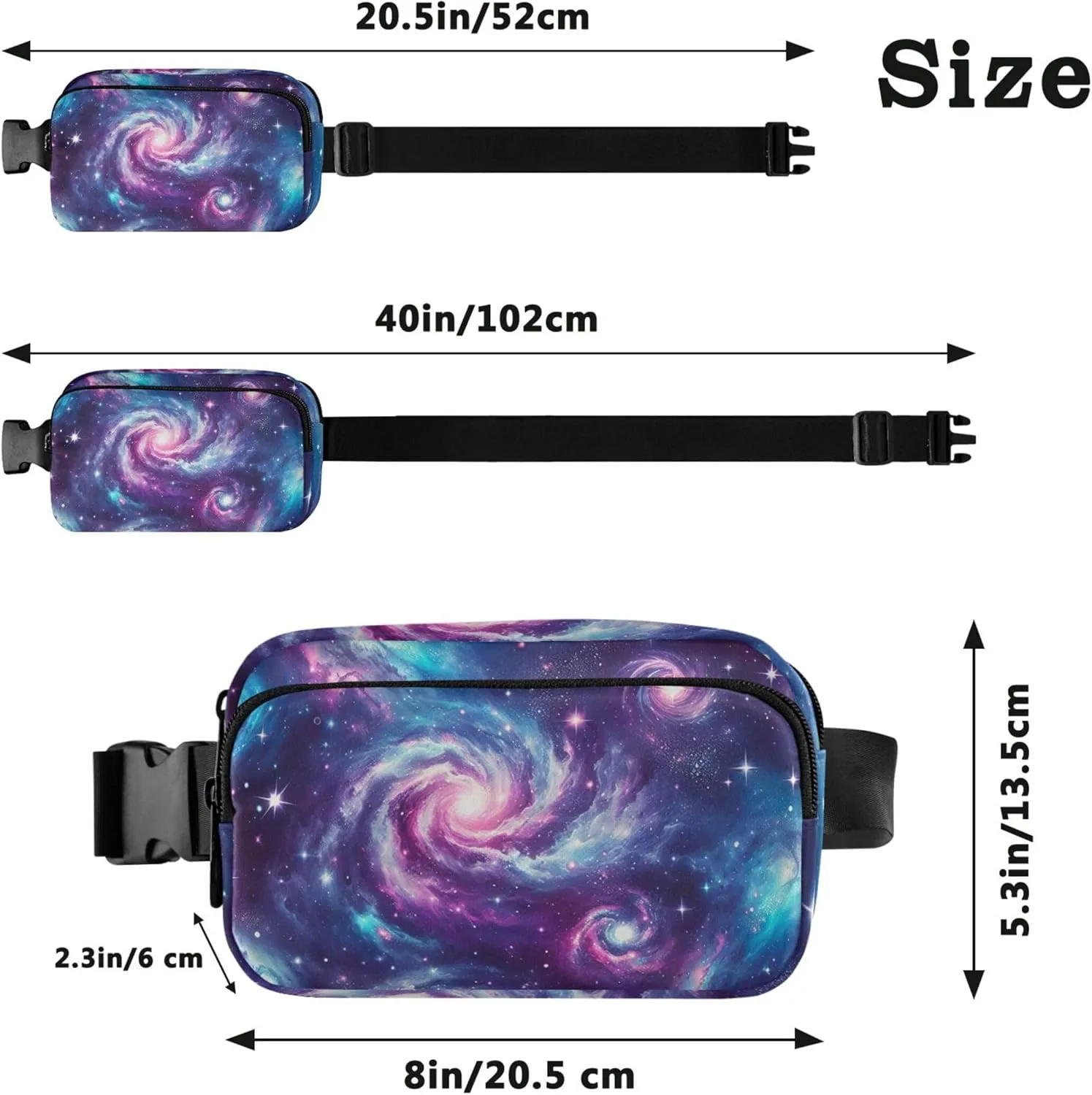Galaxy Fanny Pack for Women Flower Hip Bag Belt Pouch Waterproof Crossbody Waist Bag